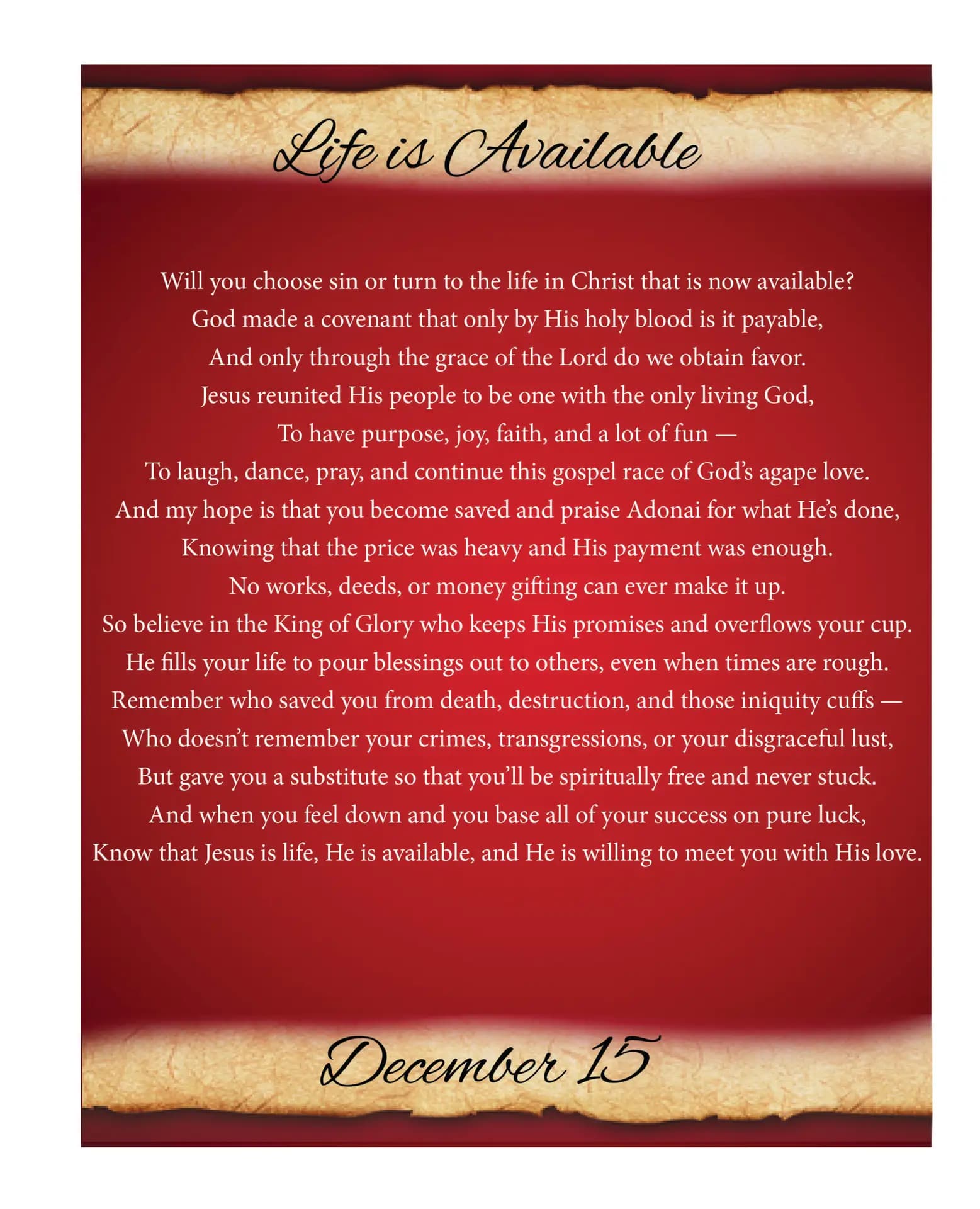 December featured poem